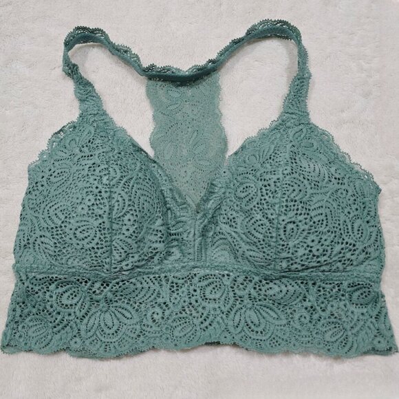 Auden ✦ Lace Bralette XS ✦ Sage Green Racerback Soft Stretch Comfortable Fit - Picture 10 of 15